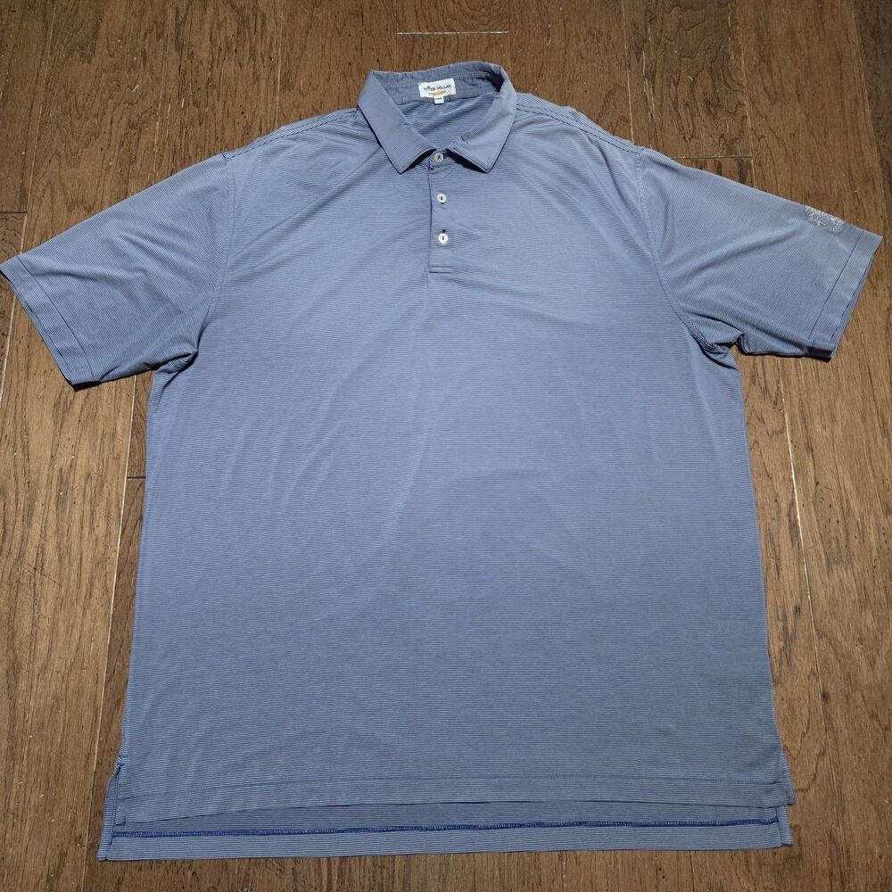 Peter Millar Golf Polo Shirt 2XL Blue Stripe Summer Comfort Men